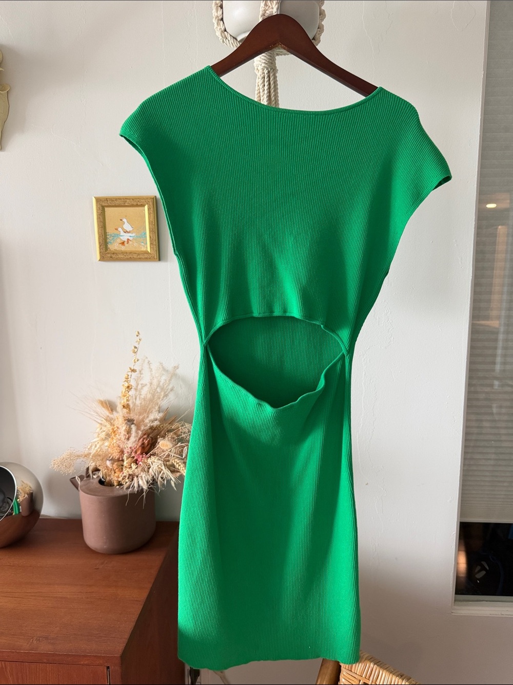 Wilfred Bright Green Cutout Ribbed Dress